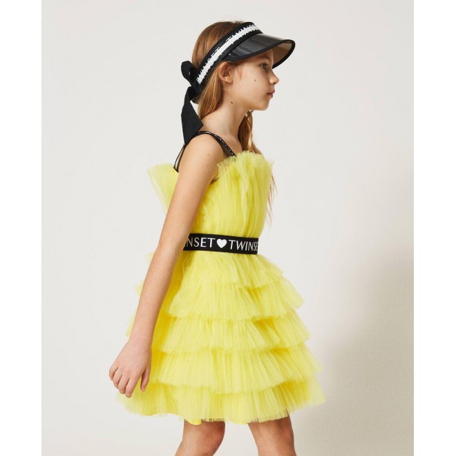Tulle dress with belt