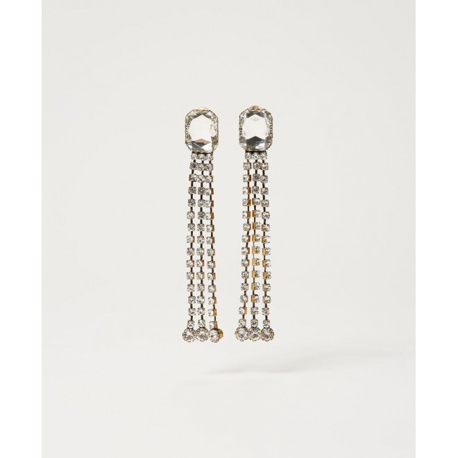 Earrings with bezels and rhinestones