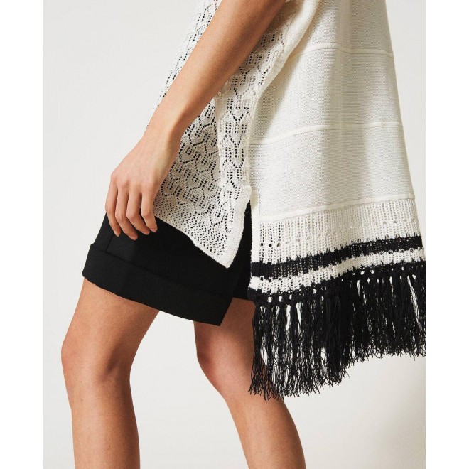 “Polis” maxi jumper with fringes