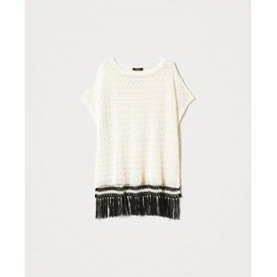 “Polis” maxi jumper with fringes