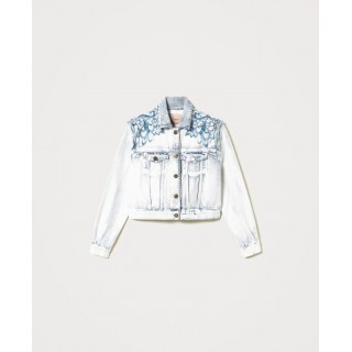 Denim jacket with patch embroideries