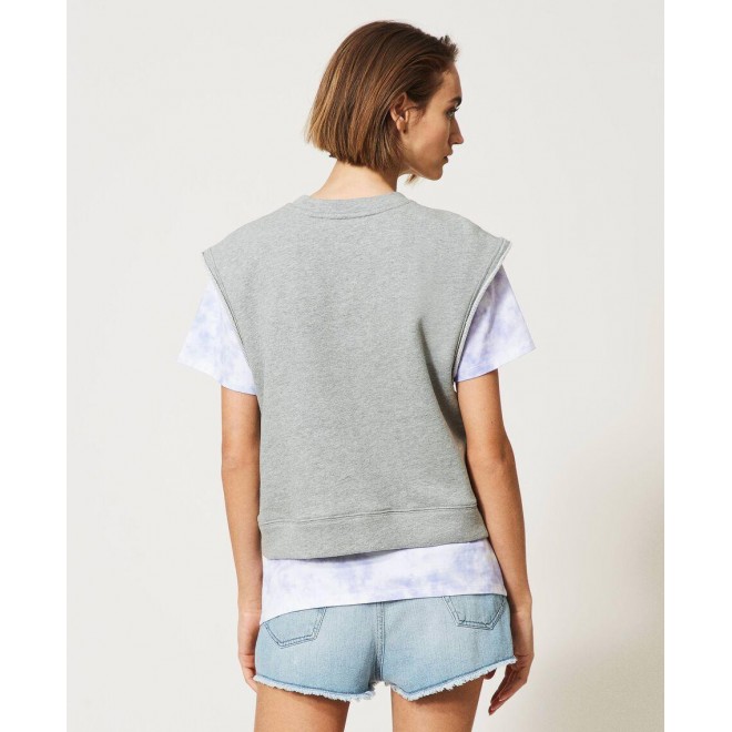 Sleeveless sweatshirt with print