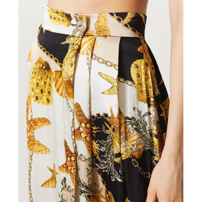 Satin skirt with print