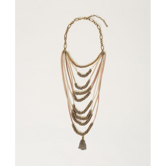Multi-round necklace with metal beads
