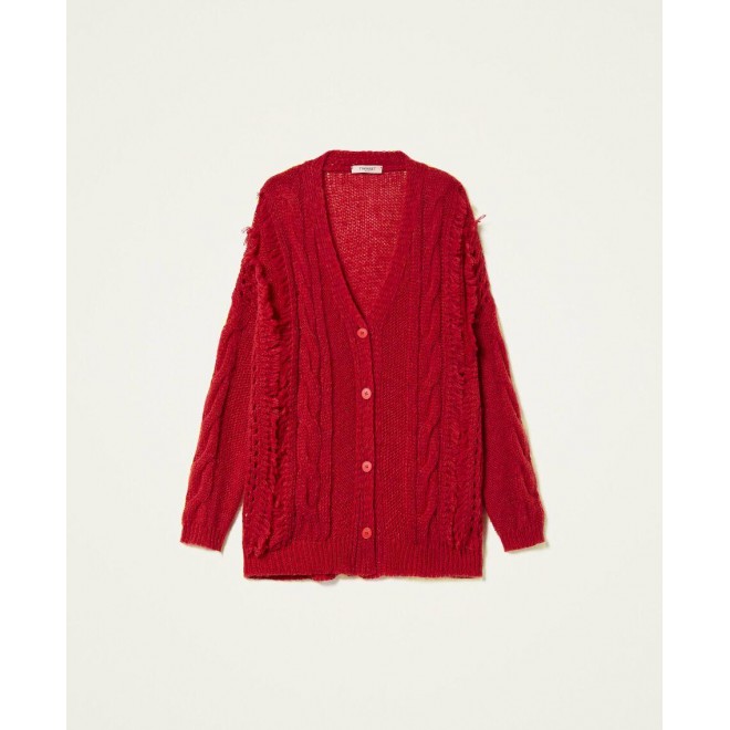 Mohair blend cardigan with fringes