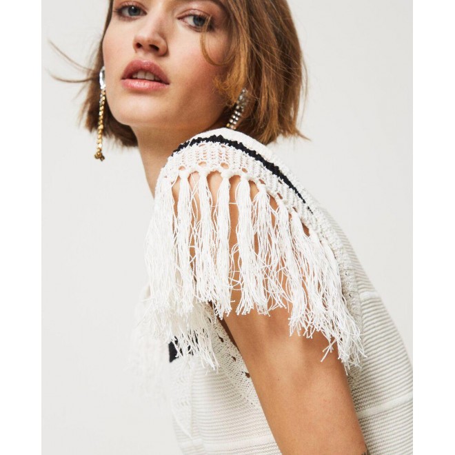 “Polis” knit top with fringes
