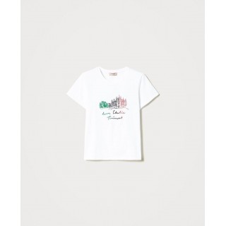 T-shirt with Love Italia embroidery
