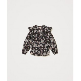 Muslin blouse with floral print