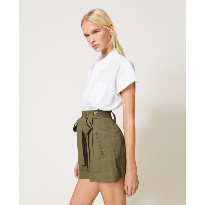 Linen blend shorts