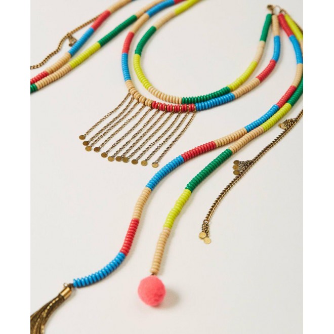 Necklace with pearls and fringes