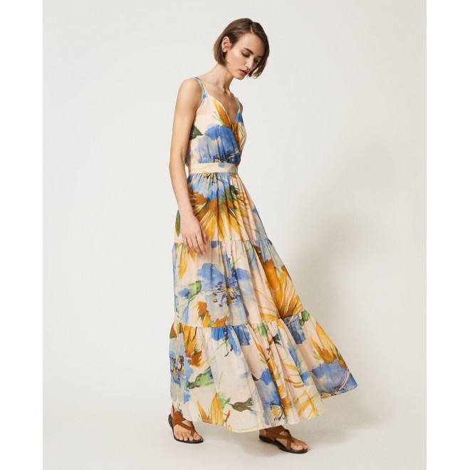 “Hamal” printed muslin long dress