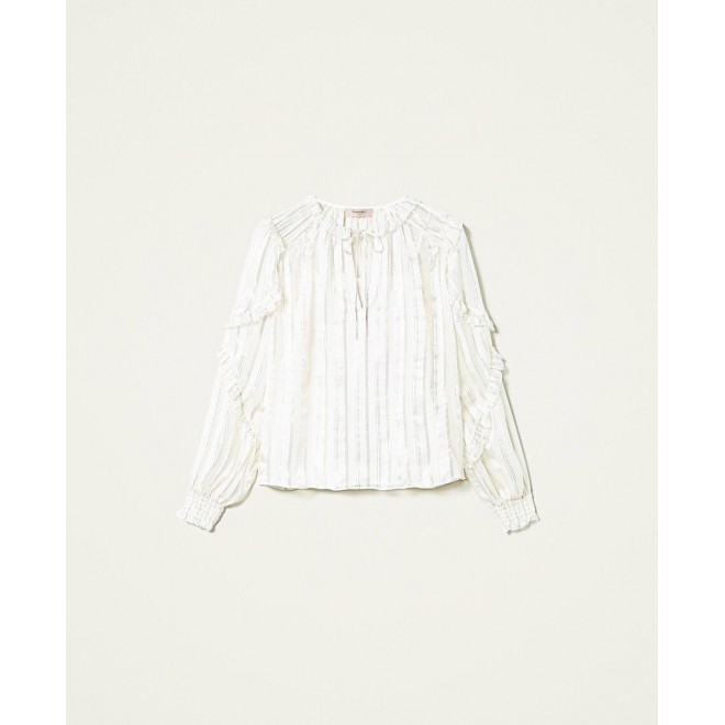 Jacquard silk chiffon blouse