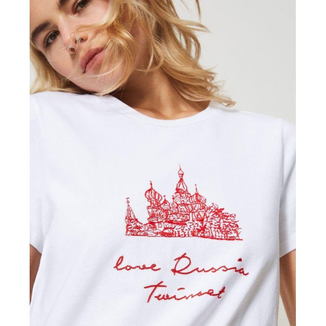 T-shirt with Love Russia embroidery