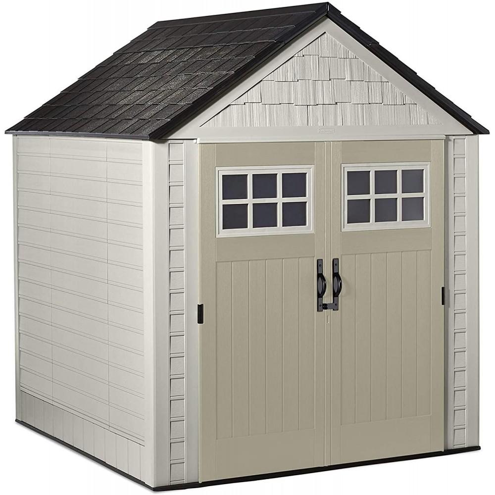7×7 Ft Durable Weather Resistant Resin Outdoor Garden Storage Shed with ...