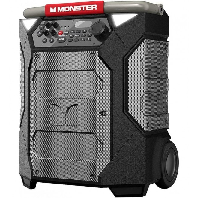 Monster Rockin' Roller 270 Portable Indoor/Outdoor Wireless Speaker, 200 Watts, Up to 100 Hours Playtime, IPX4 Water Resistant, Qi Charger, Connect to Another TWS Speaker